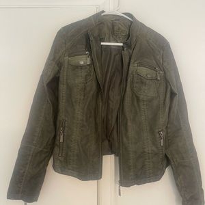 DRY GOODS | dark green faux leather jacket